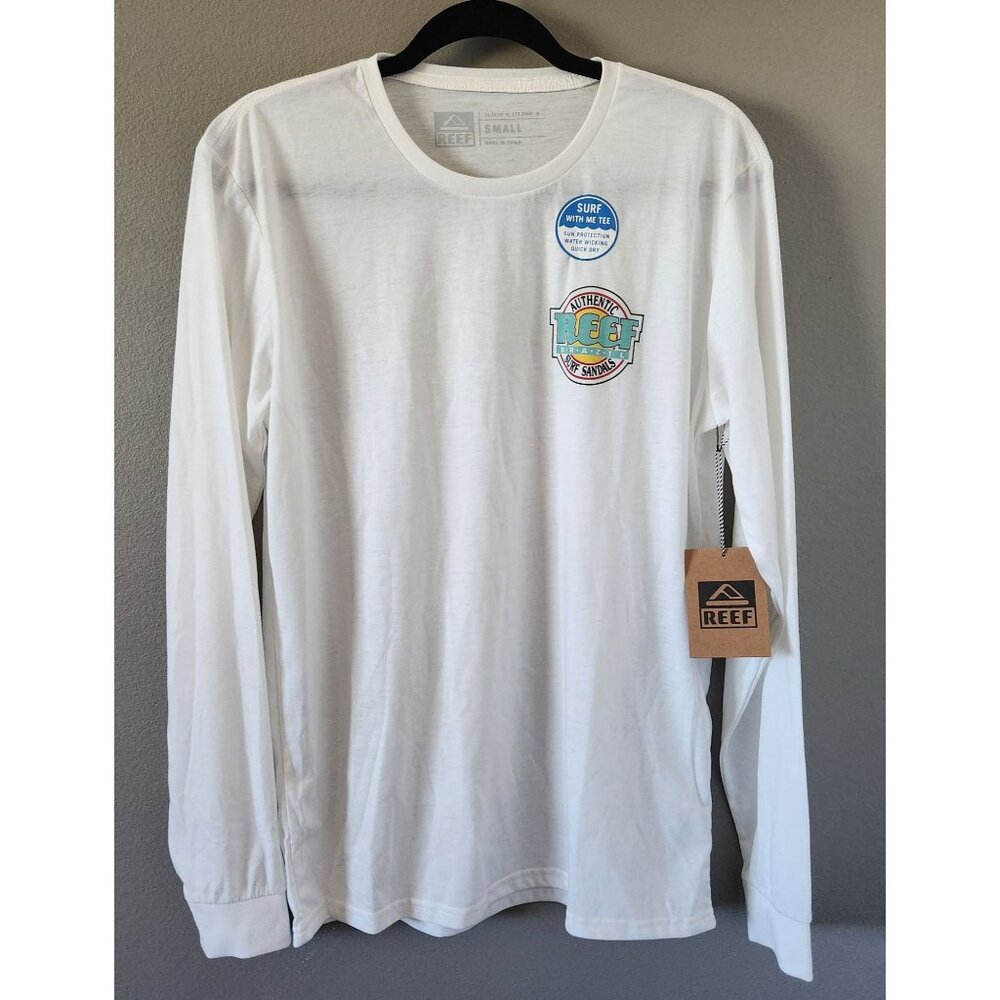 Reef Men Sm NWT Safari Surfshirt Sun Protection UPF 30 White Long Sleeve T Shirt